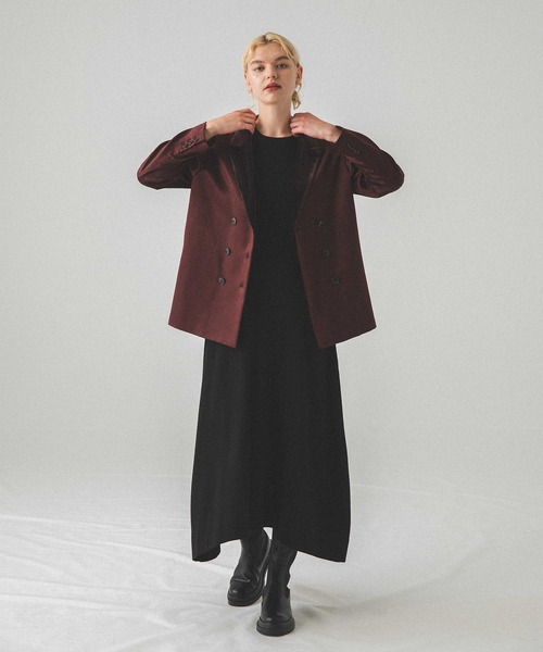 MECRE（メクル）の「ダブルブレストグロッシージャケット（テーラードジャケット・レディース・ブラック/ワインレッド・S/M）」の16枚目の写真
