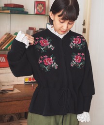 Dot＆Stripes CHILD WOMAN | ラムかのこハンド刺繍 クルーネックカーディガン(ニット/セーター)