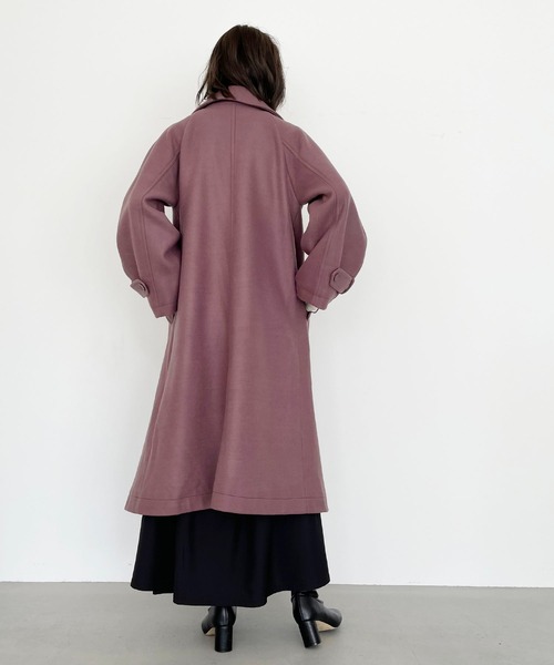 CLEIO(クレイオ)の「【CLEIO】コクーンスリーブウールライクコート(チェスターコート・レディース・アイボリー/ダークパープル・FREE)」の7枚目の写真
