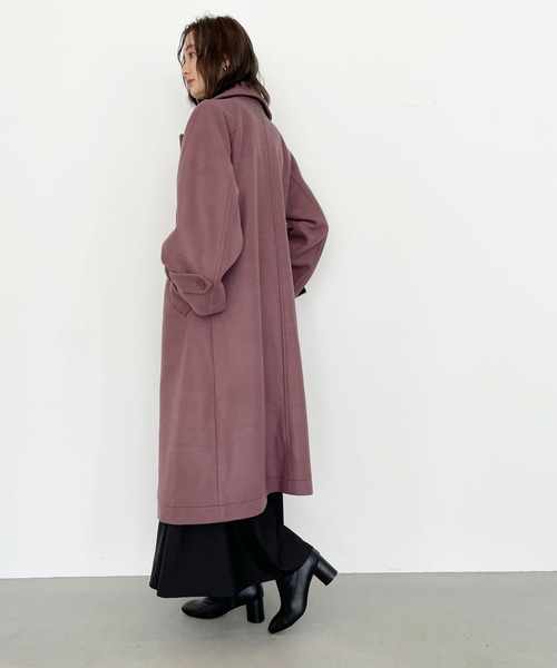 CLEIO(クレイオ)の「【CLEIO】コクーンスリーブウールライクコート(チェスターコート・レディース・アイボリー/ダークパープル・FREE)」の6枚目の写真
