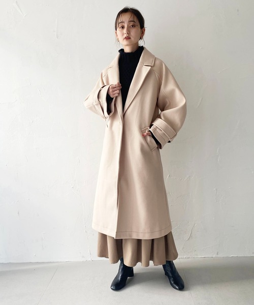 CLEIO(クレイオ)の「【CLEIO】コクーンスリーブウールライクコート(チェスターコート・レディース・アイボリー/ダークパープル・FREE)」の11枚目の写真