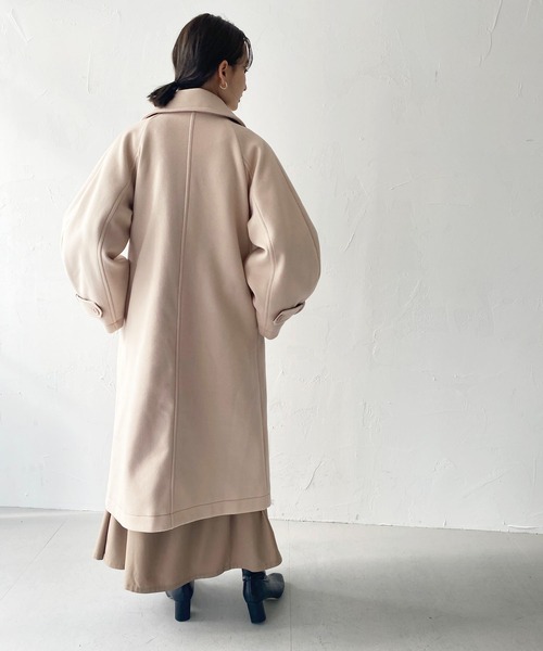 CLEIO(クレイオ)の「【CLEIO】コクーンスリーブウールライクコート(チェスターコート・レディース・アイボリー/ダークパープル・FREE)」の12枚目の写真