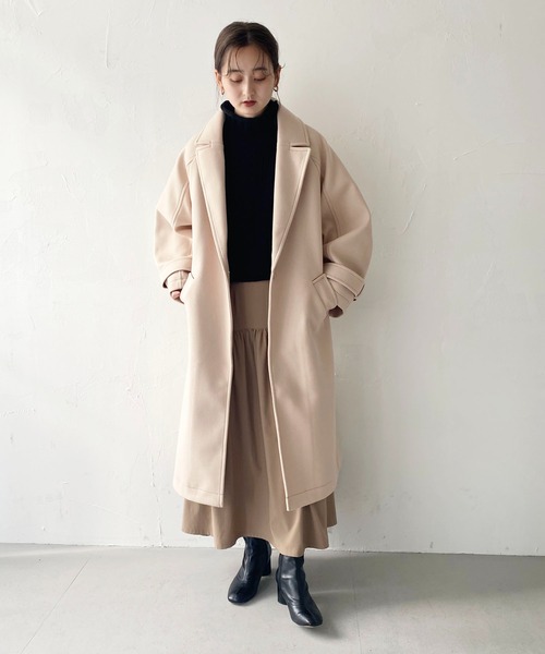 CLEIO(クレイオ)の「【CLEIO】コクーンスリーブウールライクコート(チェスターコート・レディース・アイボリー/ダークパープル・FREE)」の13枚目の写真