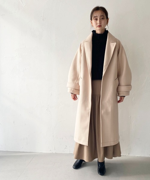 CLEIO(クレイオ)の「【CLEIO】コクーンスリーブウールライクコート(チェスターコート・レディース・アイボリー/ダークパープル・FREE)」の14枚目の写真