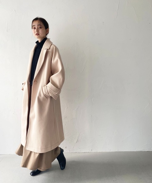 CLEIO(クレイオ)の「【CLEIO】コクーンスリーブウールライクコート(チェスターコート・レディース・アイボリー/ダークパープル・FREE)」の16枚目の写真