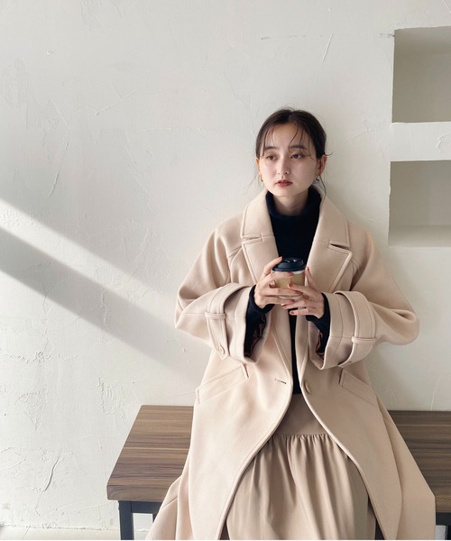 CLEIO(クレイオ)の「【CLEIO】コクーンスリーブウールライクコート(チェスターコート・レディース・アイボリー/ダークパープル・FREE)」の17枚目の写真