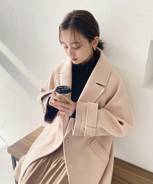 CLEIO(クレイオ)の「【CLEIO】コクーンスリーブウールライクコート(チェスターコート・レディース・アイボリー/ダークパープル・FREE)」の18枚目の写真