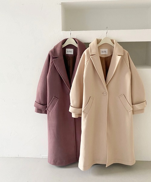 CLEIO(クレイオ)の「【CLEIO】コクーンスリーブウールライクコート(チェスターコート・レディース・アイボリー/ダークパープル・FREE)」の19枚目の写真