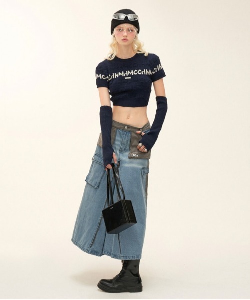 MAMC(エムエーエムシー)の「MAMC-950.ショートニット(ニット/セーター・レディース・ホワイト/ネイビー・FREE)」の11枚目の写真