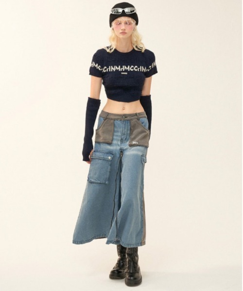 MAMC(エムエーエムシー)の「MAMC-950.ショートニット(ニット/セーター・レディース・ホワイト/ネイビー・FREE)」の12枚目の写真