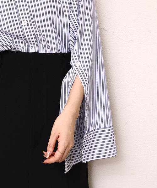 one after another NICE CLAUP(ワンアフターアナザーナイスクラップ)の「マルチWAYロングシャツ(シャツ/ブラウス・レディース・ベージュ/オフホワイト/ブルー/ネイビー系・FREE)」の14枚目の写真