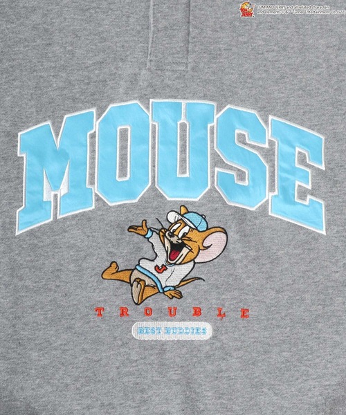 Tom&Jerry(トムアンドジェリー)の「Tom&Jerry/トム&ジェリー カレッジワッペン刺繍 ビッグシルエット ポロスウェットトレーナー(スウェット・レディース・グレー/ブラック/ブラウン/グリーン・M/L/XL)」の14枚目の写真