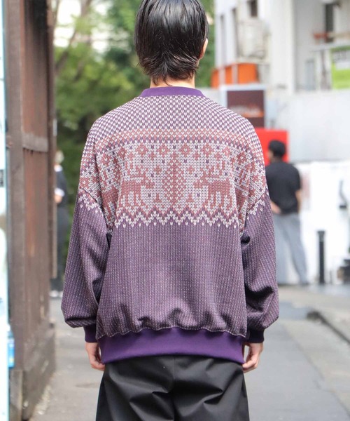 REMI RELIEF（レミレリーフ）の「REMI RELIEF/レミレリーフ エクテルJQクルー ニット ノルディック オーバーサイズ（ニット/セーター・メンズ・ブラウン系その他2/ブラウン系その他/レッド系その他/チャコールグレー・L/XL/M）」の6枚目の写真