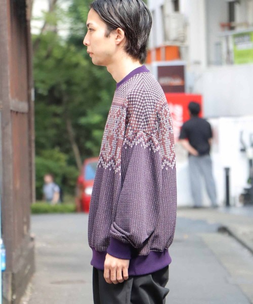 REMI RELIEF（レミレリーフ）の「REMI RELIEF/レミレリーフ エクテルJQクルー ニット ノルディック オーバーサイズ（ニット/セーター・メンズ・ブラウン系その他2/ブラウン系その他/レッド系その他/チャコールグレー・L/XL/M）」の5枚目の写真