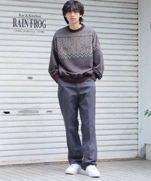 REMI RELIEF（レミレリーフ）の「REMI RELIEF/レミレリーフ エクテルJQクルー ニット ノルディック オーバーサイズ（ニット/セーター・メンズ・ブラウン系その他2/ブラウン系その他/レッド系その他/チャコールグレー・L/XL/M）」の13枚目の写真