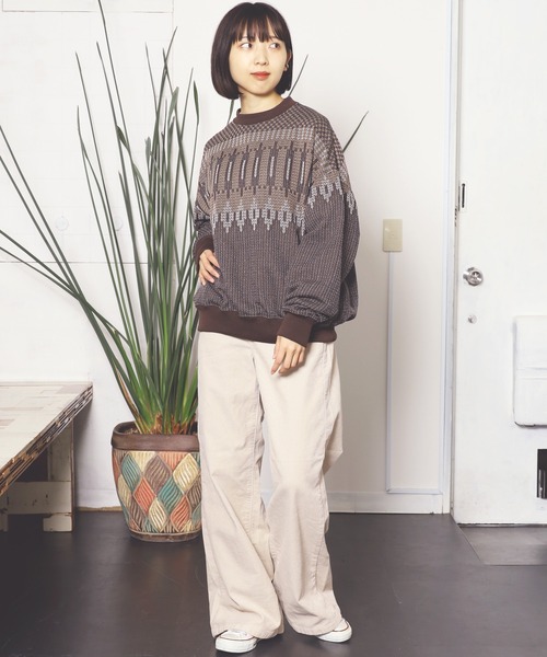 REMI RELIEF（レミレリーフ）の「REMI RELIEF/レミレリーフ エクテルJQクルー ニット ノルディック オーバーサイズ（ニット/セーター・メンズ・ブラウン系その他2/ブラウン系その他/レッド系その他/チャコールグレー・L/XL/M）」の19枚目の写真