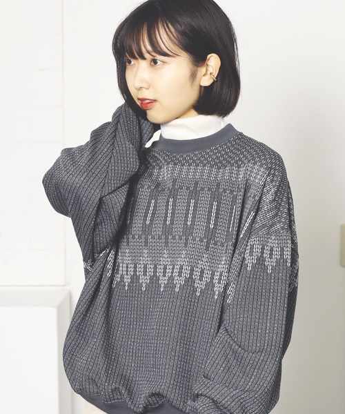 REMI RELIEF（レミレリーフ）の「REMI RELIEF/レミレリーフ エクテルJQクルー ニット ノルディック オーバーサイズ（ニット/セーター・メンズ・ブラウン系その他2/ブラウン系その他/レッド系その他/チャコールグレー・L/XL/M）」の16枚目の写真