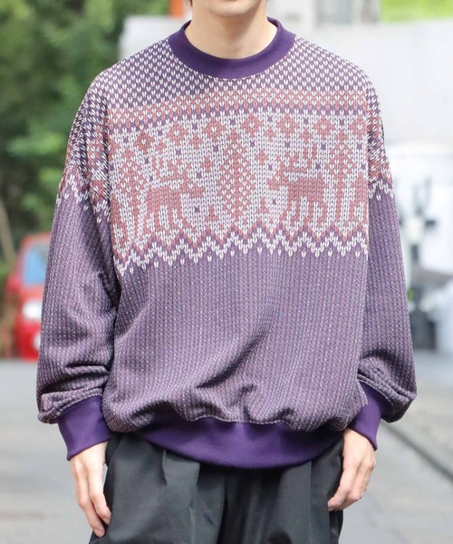 REMI RELIEF（レミレリーフ）の「REMI RELIEF/レミレリーフ エクテルJQクルー ニット ノルディック オーバーサイズ（ニット/セーター・メンズ・ブラウン系その他2/ブラウン系その他/レッド系その他/チャコールグレー・L/XL/M）」の20枚目の写真