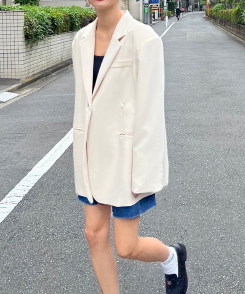 AMAIL（アマイル）の「Super over 4way coat（テーラードジャケット・レディース・ピンク/ブラック/アイボリー・FREE）」の2枚目の写真