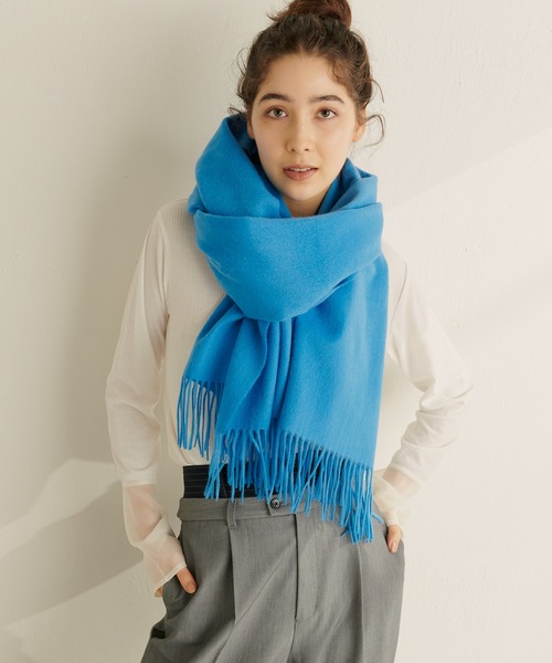 PAPILLONNER（パピヨネ）の「カラーカシミヤストール/PAPILLONNER/パピヨネ（ストール/ショール・レディース・ブルー/オレンジ・FREE）」の11枚目の写真