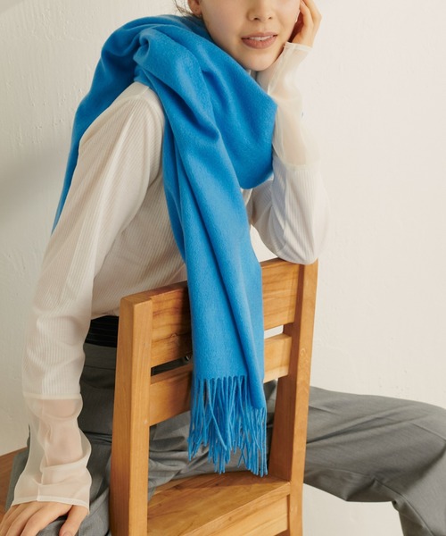 PAPILLONNER（パピヨネ）の「カラーカシミヤストール/PAPILLONNER/パピヨネ（ストール/ショール・レディース・ブルー/オレンジ・FREE）」の13枚目の写真