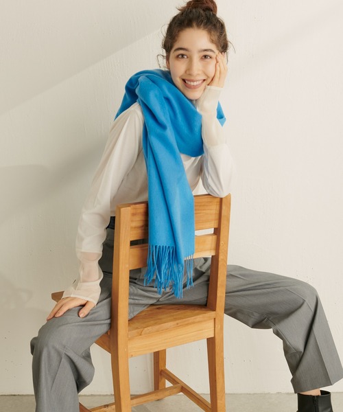 PAPILLONNER（パピヨネ）の「カラーカシミヤストール/PAPILLONNER/パピヨネ（ストール/ショール・レディース・ブルー/オレンジ・FREE）」の14枚目の写真