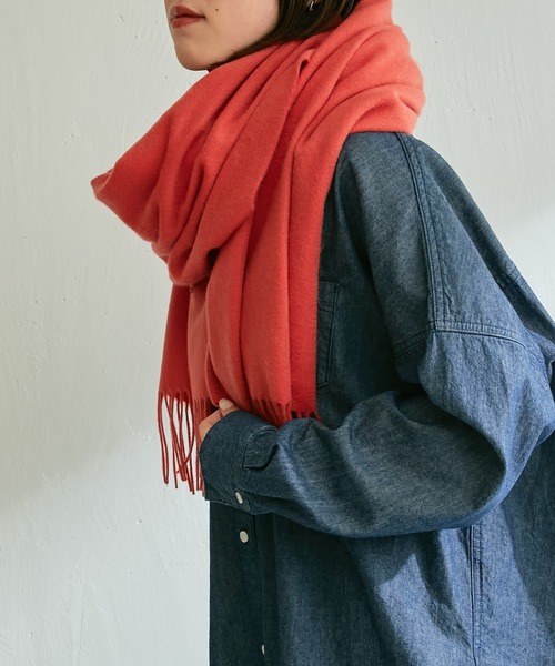 PAPILLONNER（パピヨネ）の「カラーカシミヤストール/PAPILLONNER/パピヨネ（ストール/ショール・レディース・ブルー/オレンジ・FREE）」の8枚目の写真