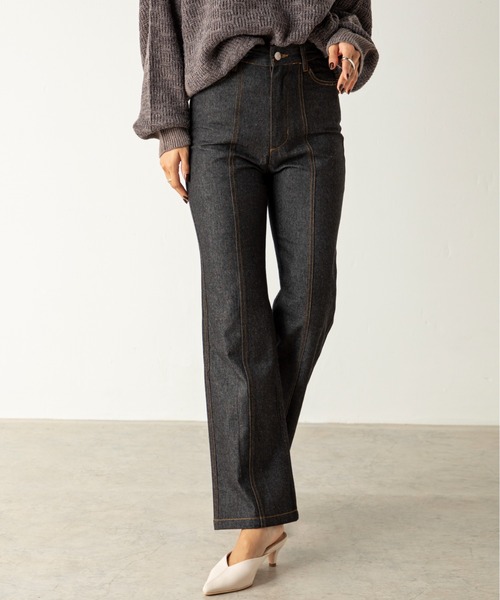 MILLION CARATS（ミリオンカラッツ）の「ダブルステッチデニムパンツ（デニムパンツ・レディース・ブルー/ブラック・FREE）」の4枚目の写真