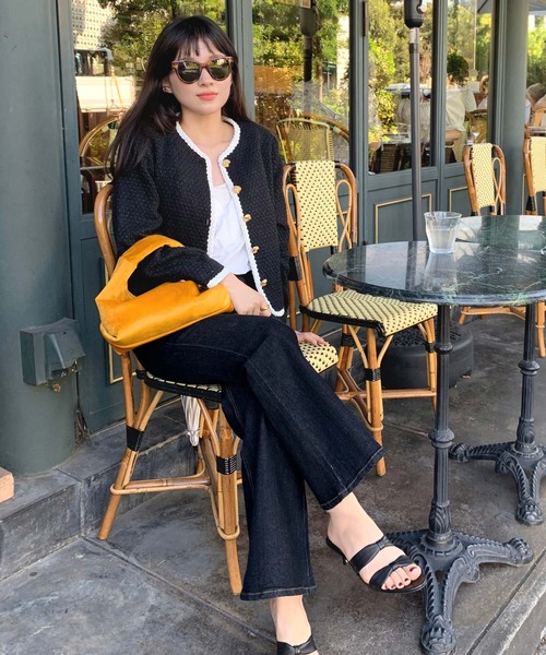 KOBE LETTUCE（コウベレタス）の「選べる2サイズ　カットできるフレアデニムパンツ（デニムパンツ・レディース・インディゴブルー/ライトブルー・M/S）」の7枚目の写真