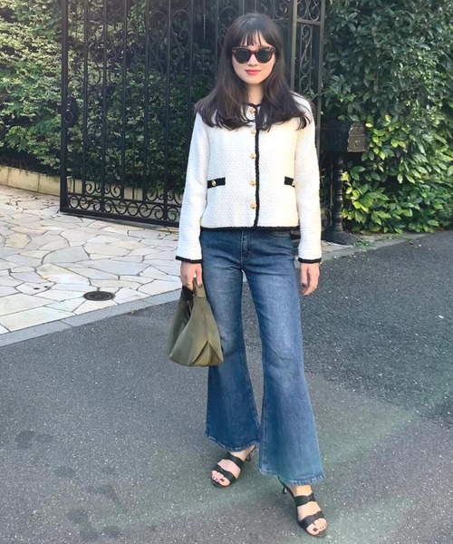 KOBE LETTUCE（コウベレタス）の「選べる2サイズ　カットできるフレアデニムパンツ（デニムパンツ・レディース・インディゴブルー/ライトブルー・M/S）」の10枚目の写真