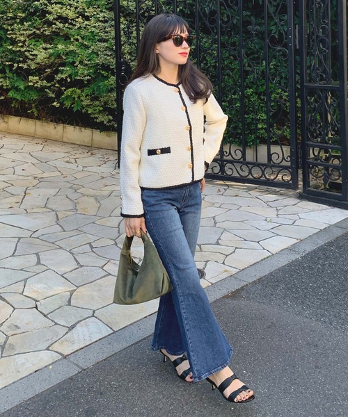 KOBE LETTUCE（コウベレタス）の「選べる2サイズ　カットできるフレアデニムパンツ（デニムパンツ・レディース・インディゴブルー/ライトブルー・M/S）」の14枚目の写真