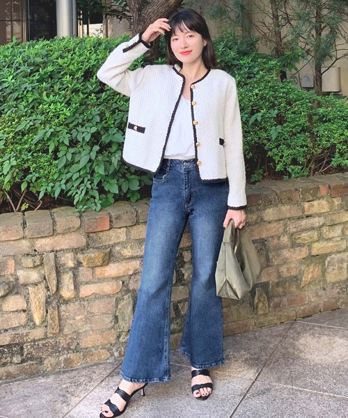 KOBE LETTUCE（コウベレタス）の「選べる2サイズ　カットできるフレアデニムパンツ（デニムパンツ・レディース・インディゴブルー/ライトブルー・M/S）」の6枚目の写真