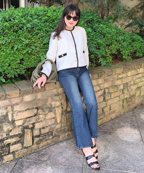 KOBE LETTUCE（コウベレタス）の「選べる2サイズ　カットできるフレアデニムパンツ（デニムパンツ・レディース・インディゴブルー/ライトブルー・M/S）」の5枚目の写真