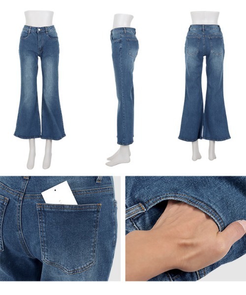 KOBE LETTUCE（コウベレタス）の「選べる2サイズ　カットできるフレアデニムパンツ（デニムパンツ・レディース・インディゴブルー/ライトブルー・M/S）」の17枚目の写真