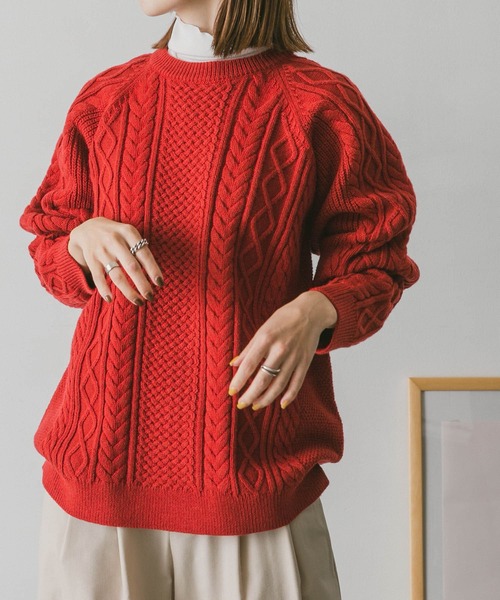 URBAN RESEARCH DOORS(アーバンリサーチドアーズ)の「アラン編みクルーネックニット(ニット/セーター・メンズ・ホワイト系その他/ダークブラウン/レッド/ネイビー・MEDIUM/LARGE)」の11枚目の写真