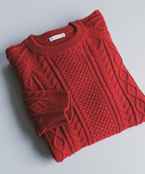 URBAN RESEARCH DOORS(アーバンリサーチドアーズ)の「アラン編みクルーネックニット(ニット/セーター・メンズ・ホワイト系その他/ダークブラウン/レッド/ネイビー・MEDIUM/LARGE)」の14枚目の写真