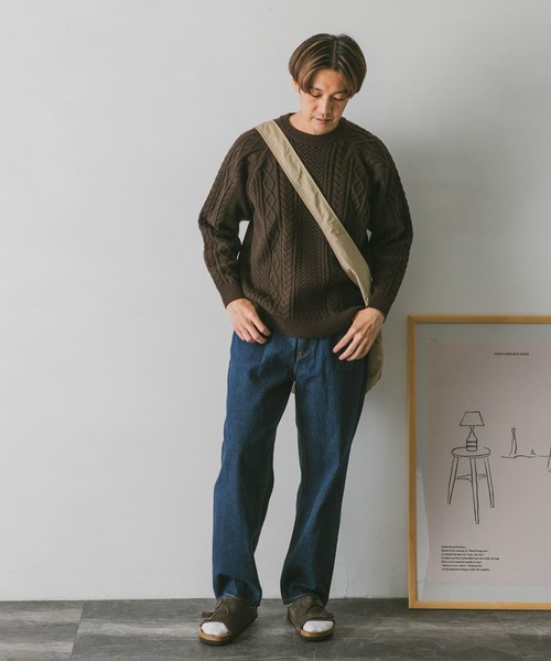 URBAN RESEARCH DOORS(アーバンリサーチドアーズ)の「アラン編みクルーネックニット(ニット/セーター・メンズ・ホワイト系その他/ダークブラウン/レッド/ネイビー・MEDIUM/LARGE)」の20枚目の写真