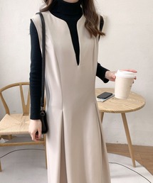 ECLIN | フロントタックスキッパネックノースリーブフレアワンピース(ワンピース)