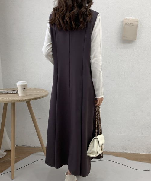 ECLIN（エクラン）の「フロントタックスキッパネックノースリーブフレアワンピース（ワンピース・レディース・ブラック/ダークブラウン/ベージュ・S/M）」の20枚目の写真