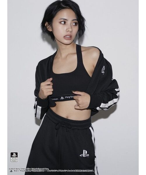 GYDA（ジェイダ）の「【セットアップ着用可】BACK CROSS ビスチェ for PlayStation（キャミソール・レディース・オフホワイト/ブラック・FREE）」の4枚目の写真
