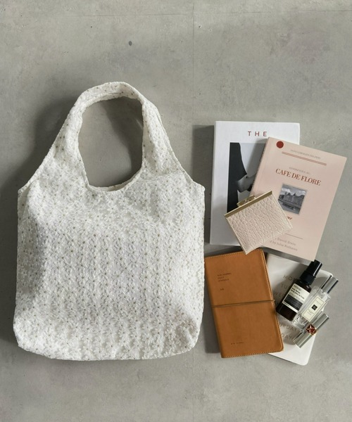 CLEA（クレア）の「ミニフラワー刺繍トートバッグ（トートバッグ・レディース・ホワイト/アイボリー・FREE）」の7枚目の写真