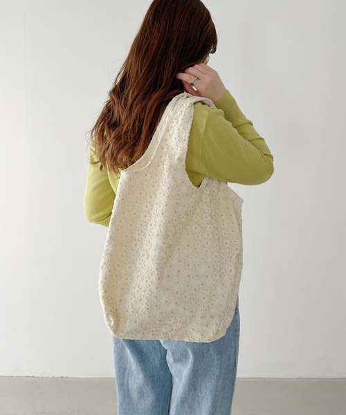 CLEA（クレア）の「ミニフラワー刺繍トートバッグ（トートバッグ・レディース・ホワイト/アイボリー・FREE）」の10枚目の写真