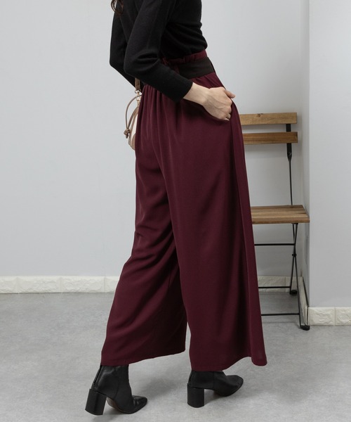 pumpkin port(パンプキンポート)の「ハイウエスト ベルト付き ワイドパンツ(その他パンツ・レディース・グリーン/チャコールグレー/ブラック/ワインレッド/ボルドー・MEDIUM/LARGE/S/LL)」の14枚目の写真
