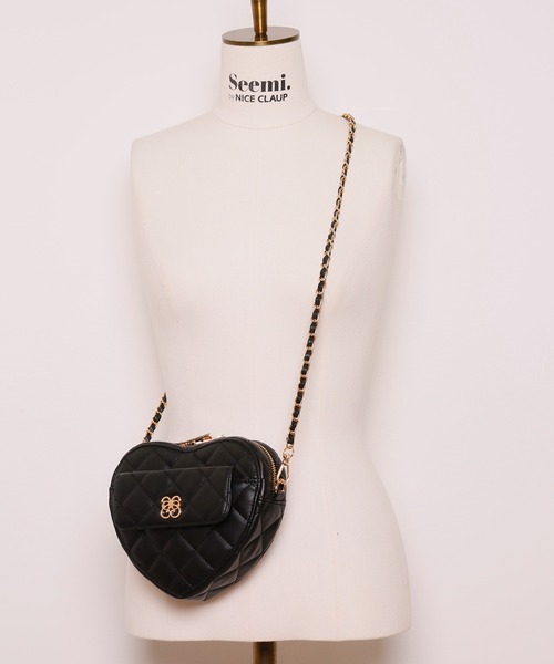 Seemi. byNICECLAUP（ シーミーバイナイスクラップ）の「【Seemi】Seemiハートキルティングポシェット（ショルダーバッグ・レディース・ブラック/レッド/アイボリー・FREE）」の14枚目の写真