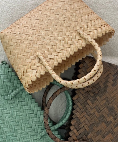 LAVEANGE（ラビアンジェ）の「ミニ カゴバッグ（かごバッグ・レディース・ベージュ/ブラウン/グリーン・F）」の14枚目の写真