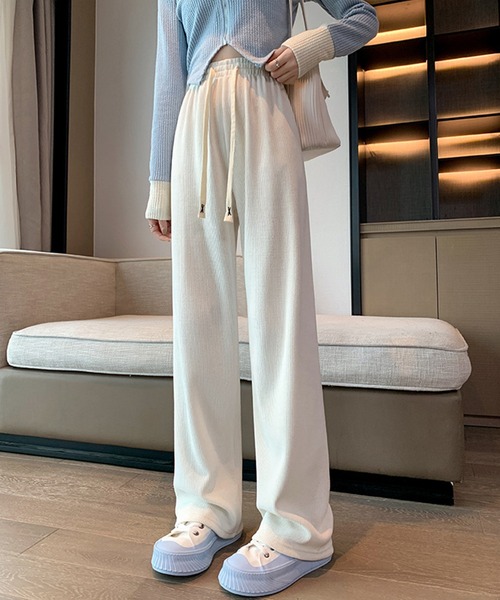 リブニットワイドパンツ（その他パンツ）｜aimoha（アイモハ）の