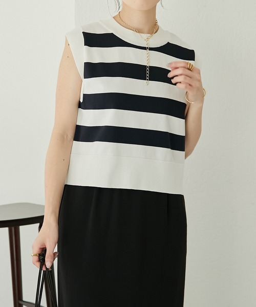 COLLAGE GALLARDAGALANTE（コラージュガリャルダガランテ）の「クールタッチサマーニット（ニット/セーター・レディース・アイボリー/ブラック/ライム/ネイビー/ピンク/ライトグレー/オレンジ/ホワイト・FREE）」の7枚目の写真