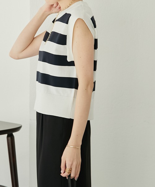 COLLAGE GALLARDAGALANTE（コラージュガリャルダガランテ）の「クールタッチサマーニット（ニット/セーター・レディース・アイボリー/ブラック/ライム/ネイビー/ピンク/ライトグレー/オレンジ/ホワイト・FREE）」の12枚目の写真