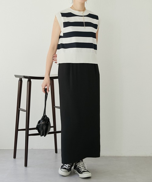 COLLAGE GALLARDAGALANTE（コラージュガリャルダガランテ）の「クールタッチサマーニット（ニット/セーター・レディース・アイボリー/ブラック/ライム/ネイビー/ピンク/ライトグレー/オレンジ/ホワイト・FREE）」の11枚目の写真