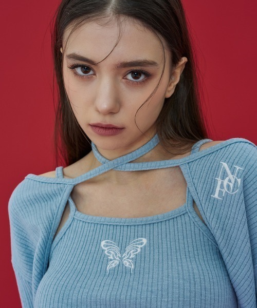 FANCY CLUB（ファンシークラブ）の「A'GEM/9 × .kom『 FANCY CLUB/ファンシークラブ』 KNOTTED HALTERNECK & BOLERO SET /ホルターネックボレロ SET（カーディガン/ボレロ・レディース・チャコールグレー/ブルー・FREE）」の22枚目の写真